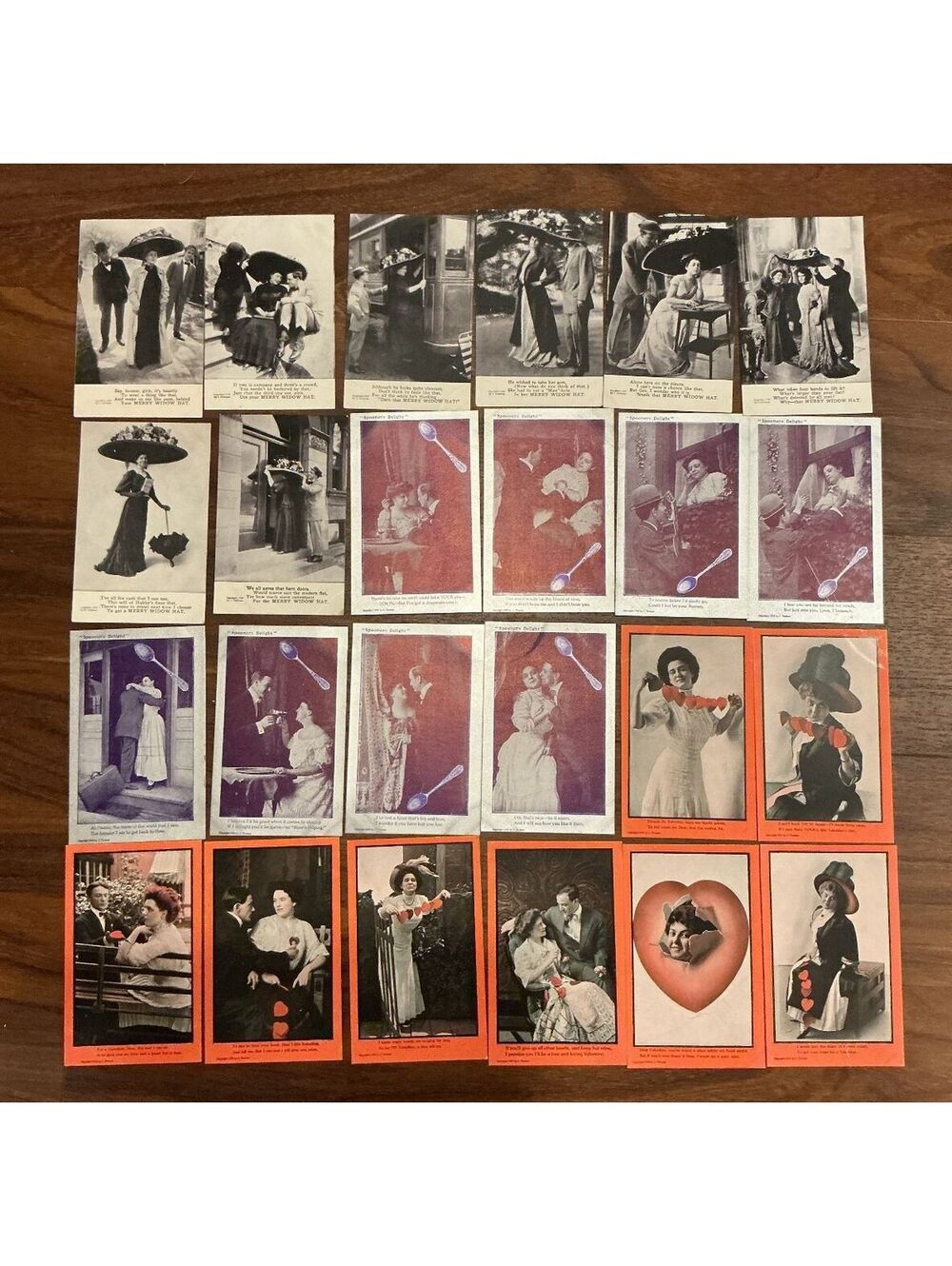 Antique Edwardian Romantic Postcard Lot, 1900s, Valentine, Couples, 24pc